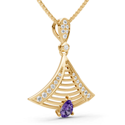 Amethyst Fan Gemstone Pendant