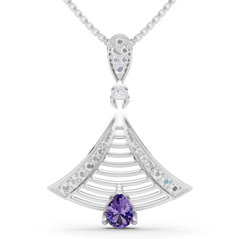 Amethyst Fan Gemstone Pendant