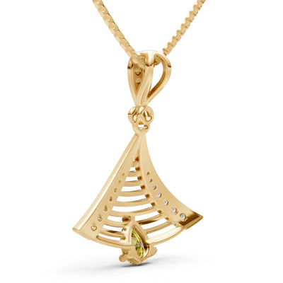 Citrine Fan Gemstone Pendant