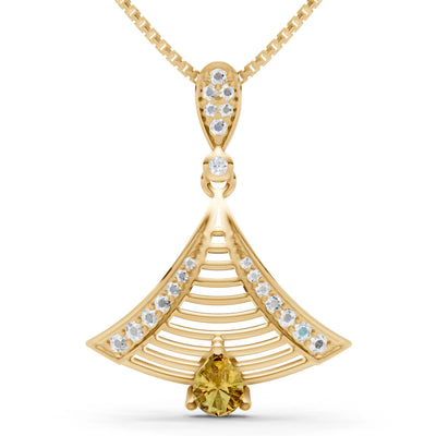 Citrine Fan Gemstone Pendant
