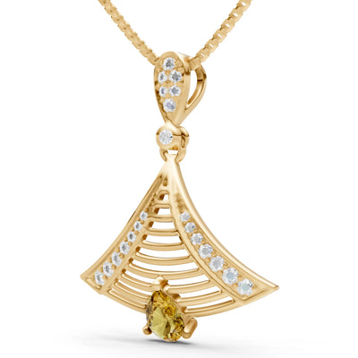 Citrine Fan Gemstone Pendant