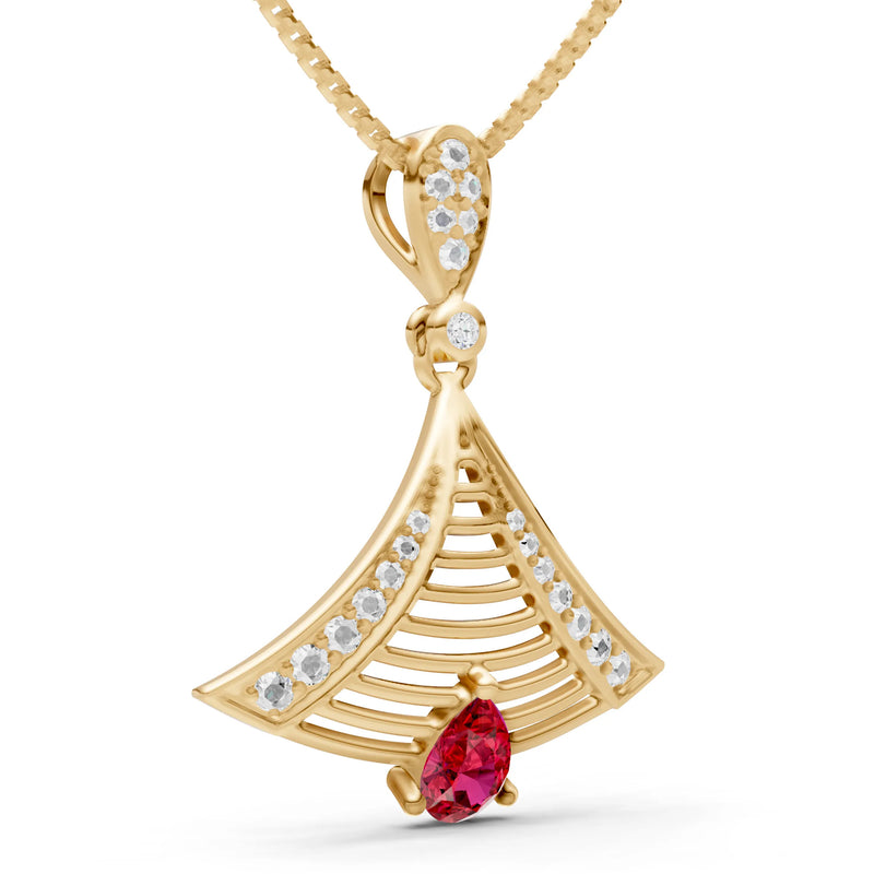 Ruby Fan Gemstone Pendant