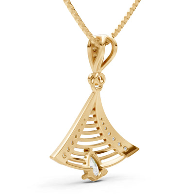 Diamond Fan Gemstone Pendant