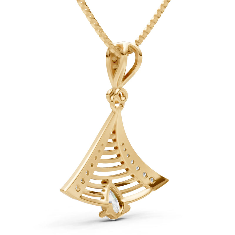 Diamond Fan Gemstone Pendant