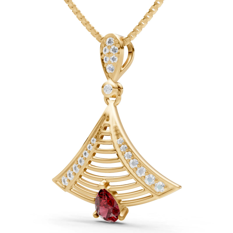 Garnet Fan Gemstone Pendant