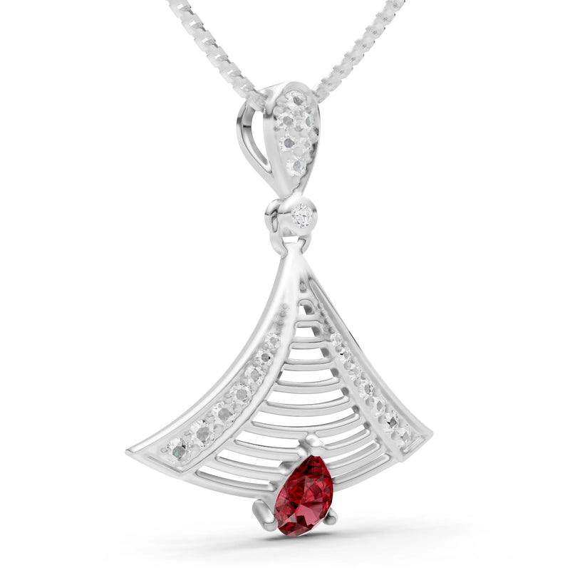 Garnet Fan Gemstone Pendant