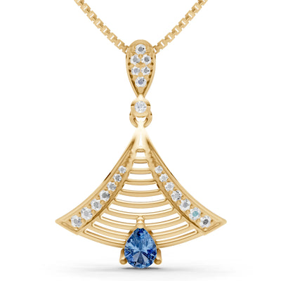 London Blue Topaz Fan Gemstone Pendant