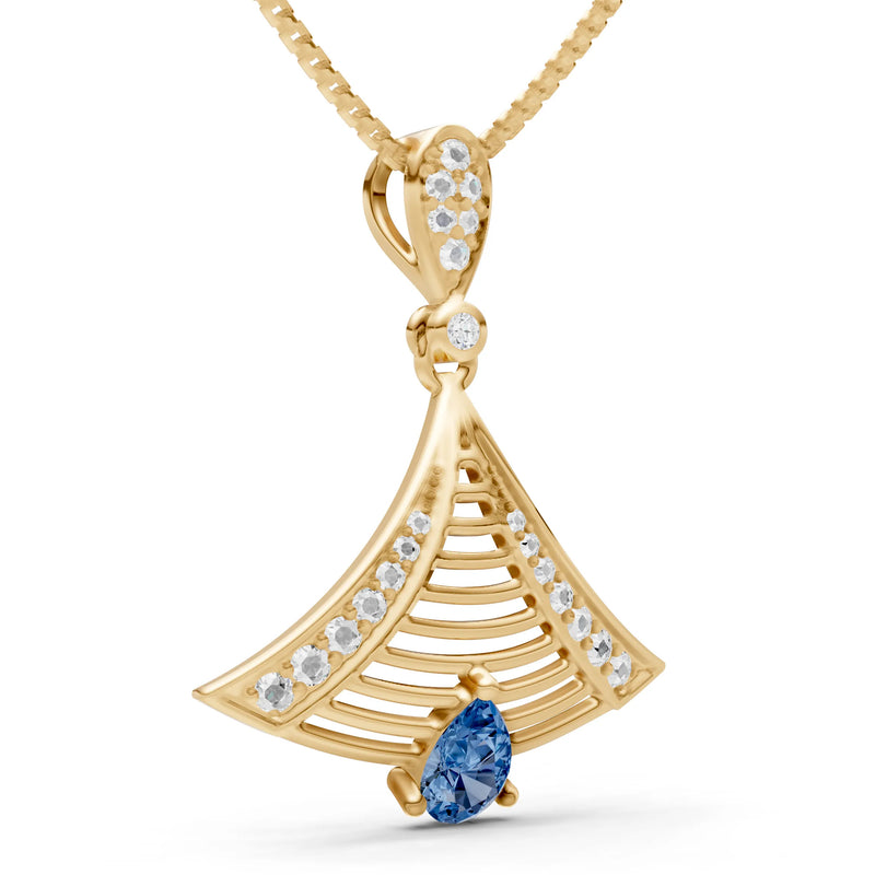 London Blue Topaz Fan Gemstone Pendant