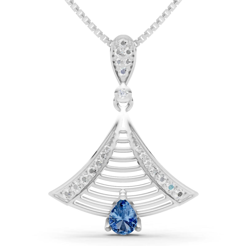 London Blue Topaz Fan Gemstone Pendant