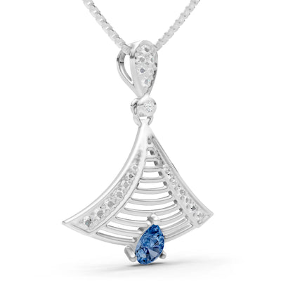 London Blue Topaz Fan Gemstone Pendant