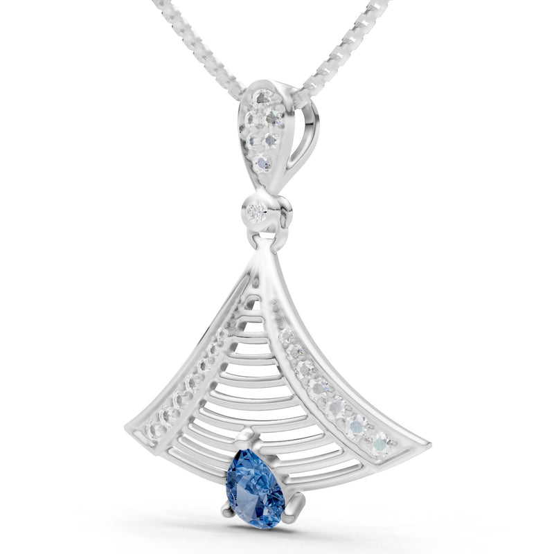 London Blue Topaz Fan Gemstone Pendant