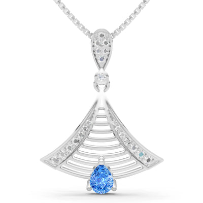 Swiss Blue Topaz Fan Gemstone Pendant