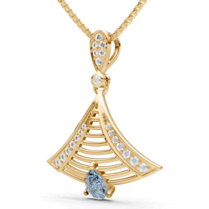 Aquamarine Fan Gemstone Pendant