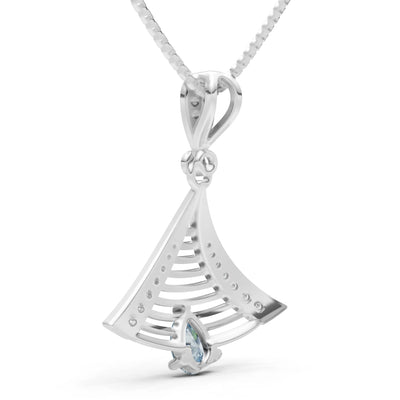 Aquamarine Fan Gemstone Pendant