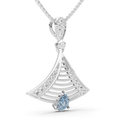 Aquamarine Fan Gemstone Pendant