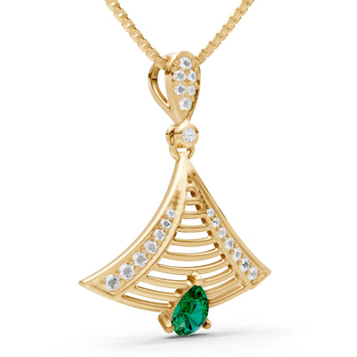Emerald Fan Gemstone Pendant