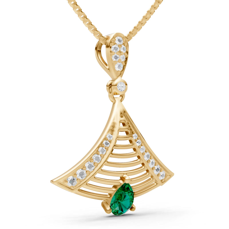 Emerald Fan Gemstone Pendant