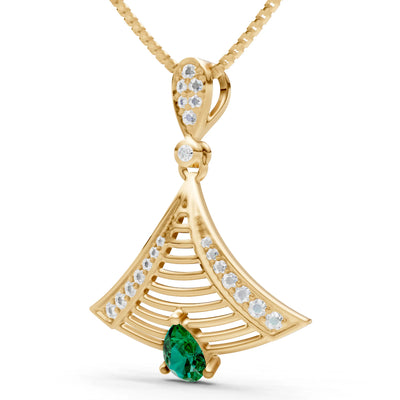 Emerald Fan Gemstone Pendant
