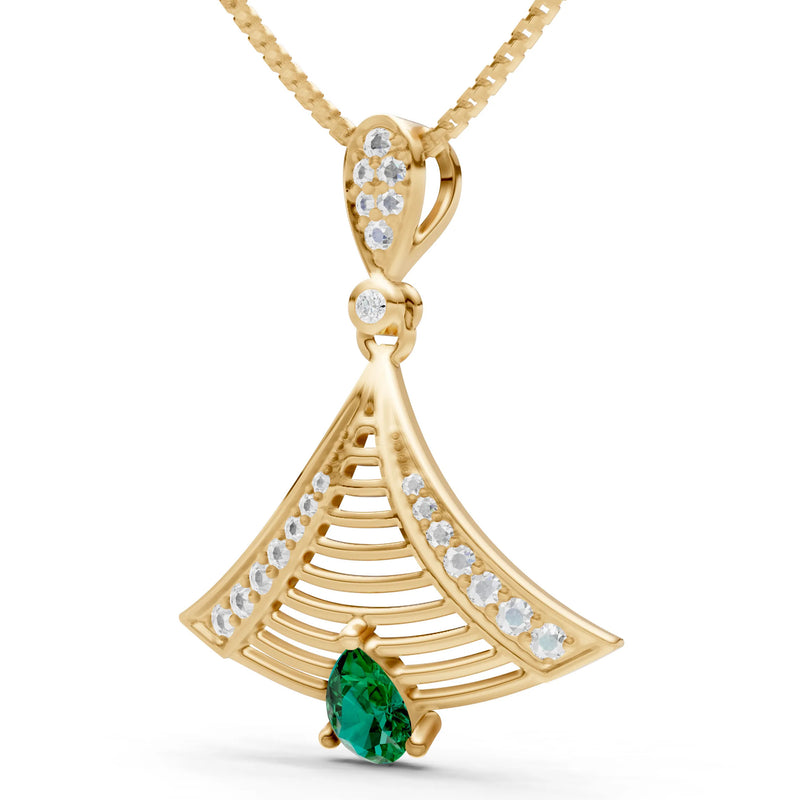 Emerald Fan Gemstone Pendant