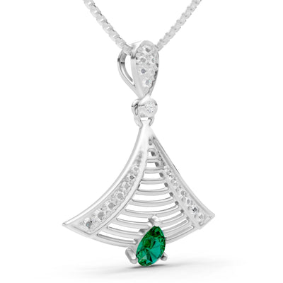 Emerald Fan Gemstone Pendant