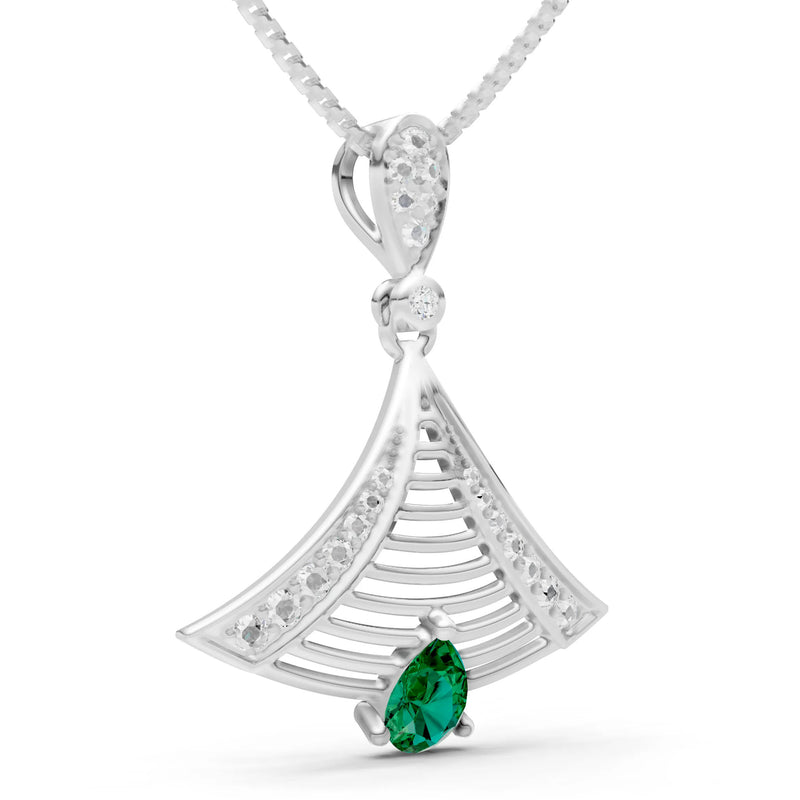 Emerald Fan Gemstone Pendant