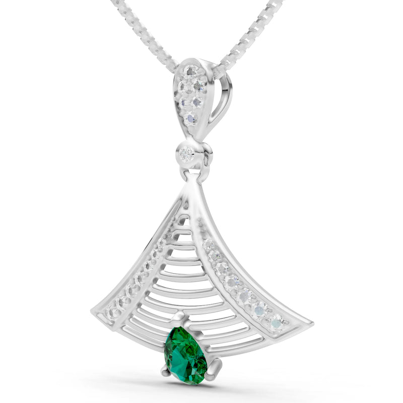 Emerald Fan Gemstone Pendant