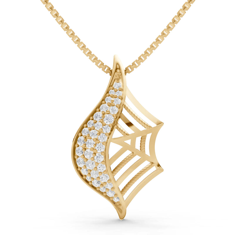 Diamond Gemstone Spiderweb Pendant