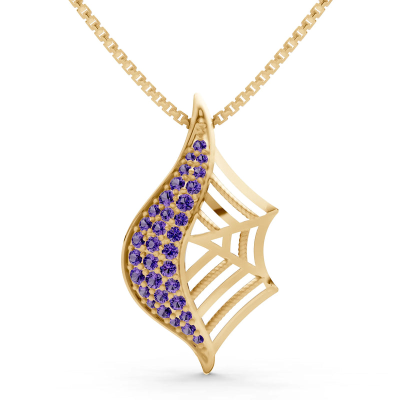 Amethyst Gemstone Spiderweb Pendant
