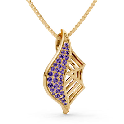 Amethyst Gemstone Spiderweb Pendant