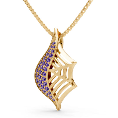 Amethyst Gemstone Spiderweb Pendant