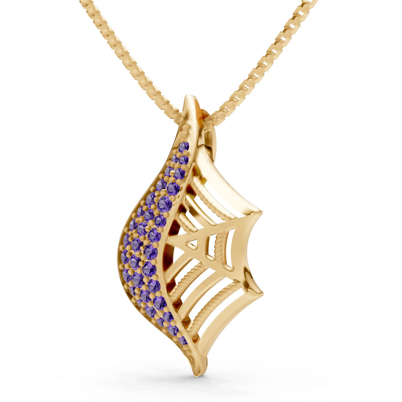 Amethyst Gemstone Spiderweb Pendant