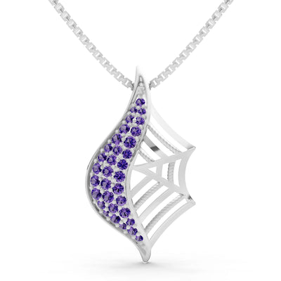 Amethyst Gemstone Spiderweb Pendant