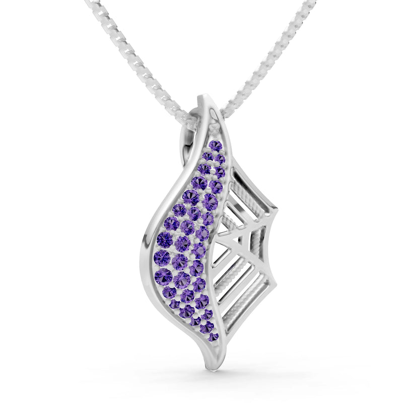 Amethyst Gemstone Spiderweb Pendant