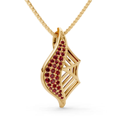 Garnet Gemstone Spiderweb Pendant