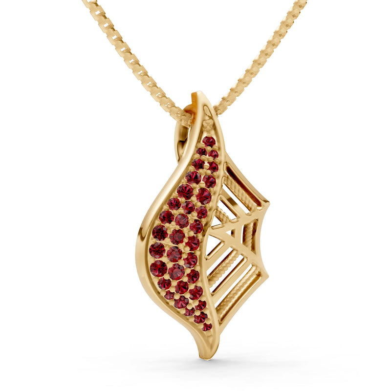 Garnet Gemstone Spiderweb Pendant
