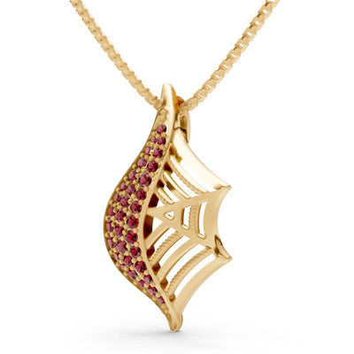 Gemstone Spiderweb Pendant