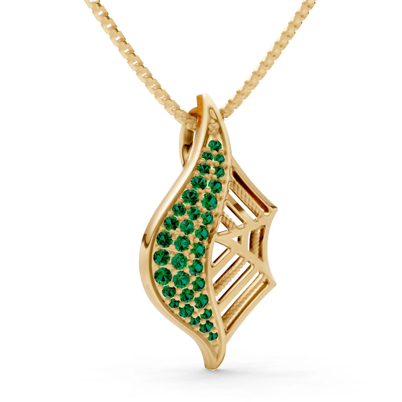 Emerald Gemstone Spiderweb Pendant