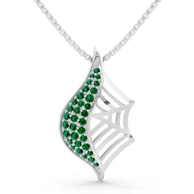 Emerald Gemstone Spiderweb Pendant