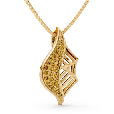 Citrine Gemstone Spiderweb Pendant