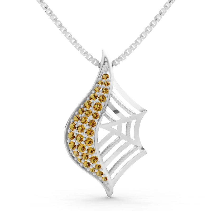 Citrine Gemstone Spiderweb Pendant