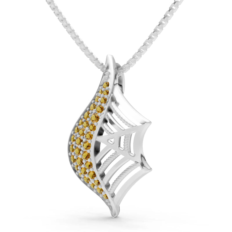 Citrine Gemstone Spiderweb Pendant