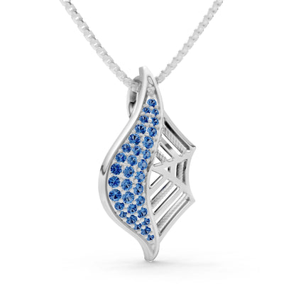 London Blue Topaz Gemstone Spiderweb Pendant