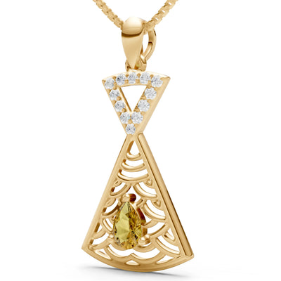 Citrine Kite Pear Gemstone Pendant