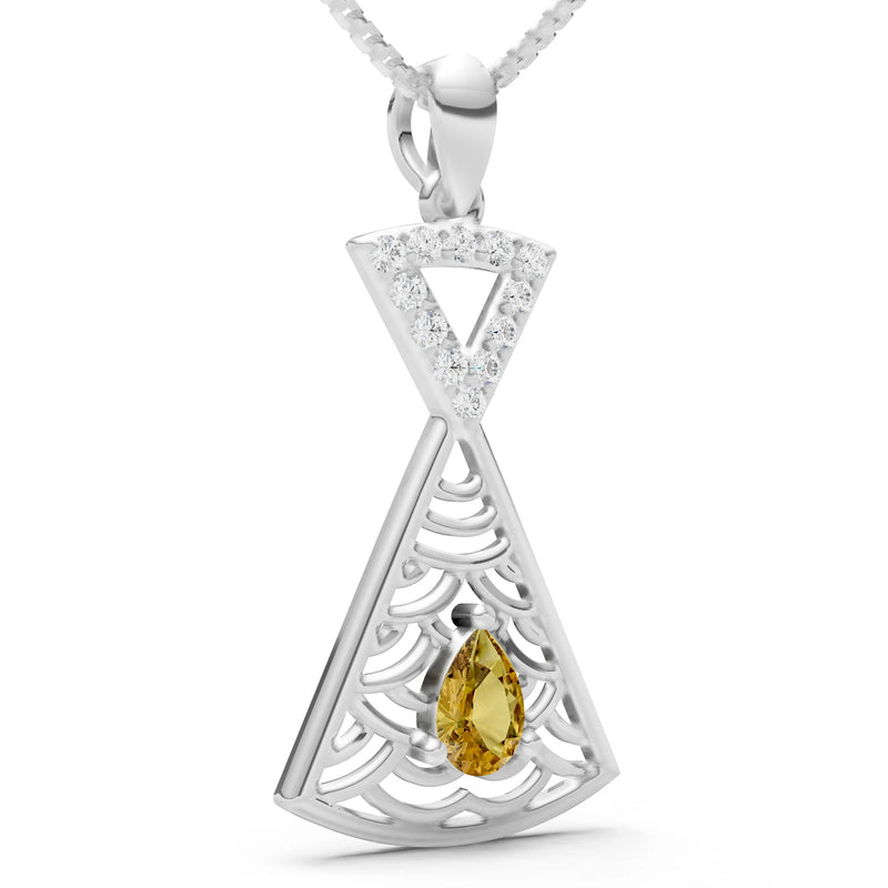 Citrine Kite Pear Gemstone Pendant