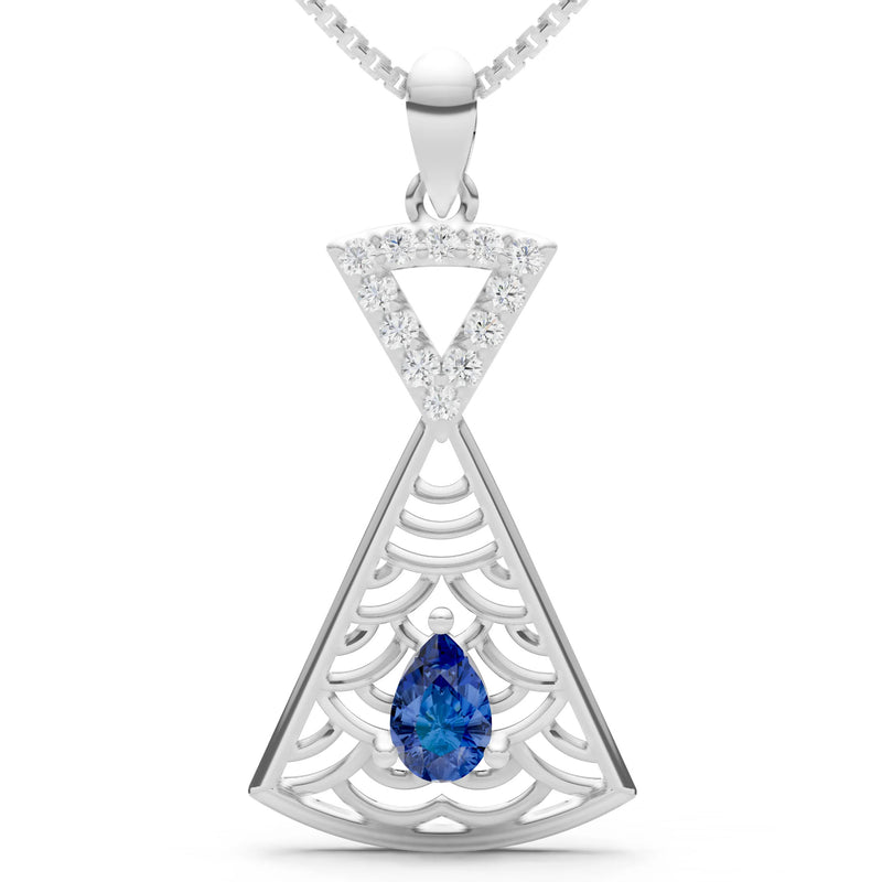 Blue Sapphire Kite Pear Gemstone Pendant