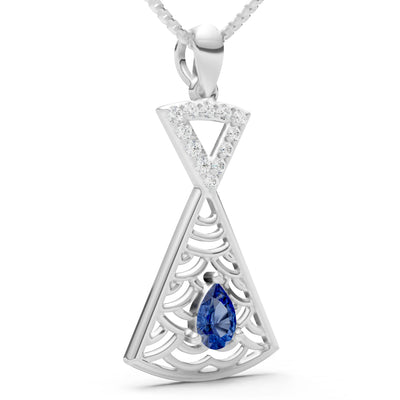 Blue Sapphire Kite Pear Gemstone Pendant