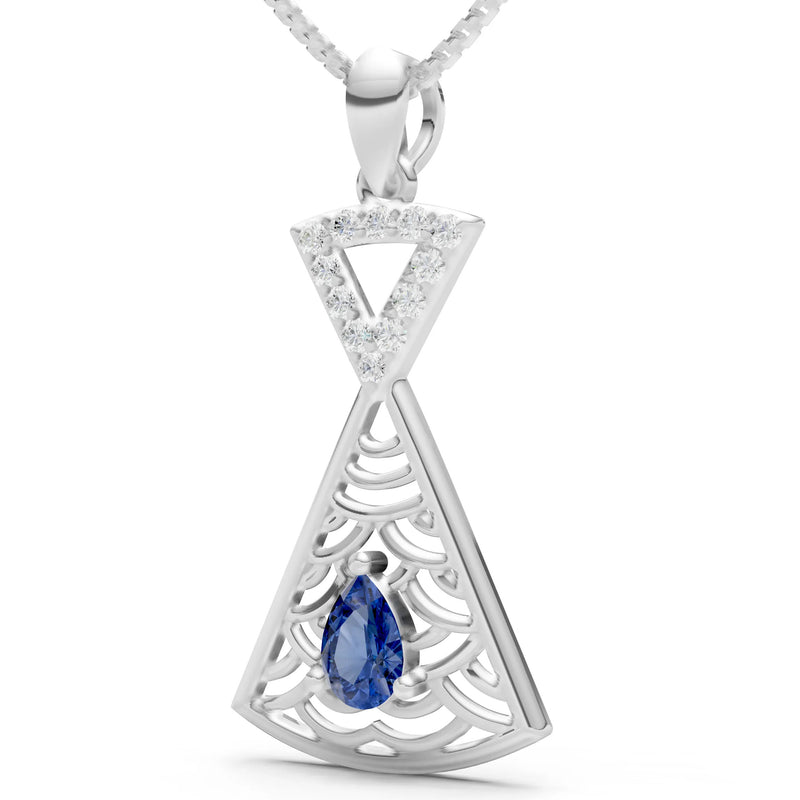 Blue Sapphire Kite Pear Gemstone Pendant