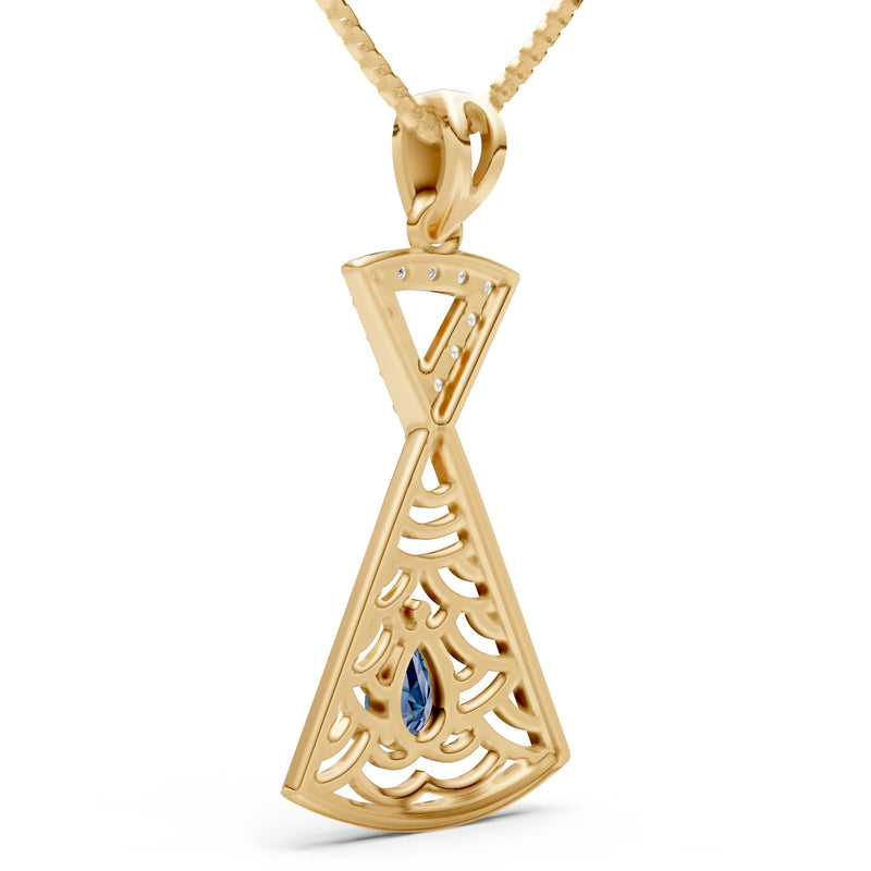 London Blue Topaz Kite Pear Gemstone Pendant
