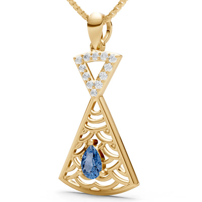 London Blue Topaz Kite Pear Gemstone Pendant
