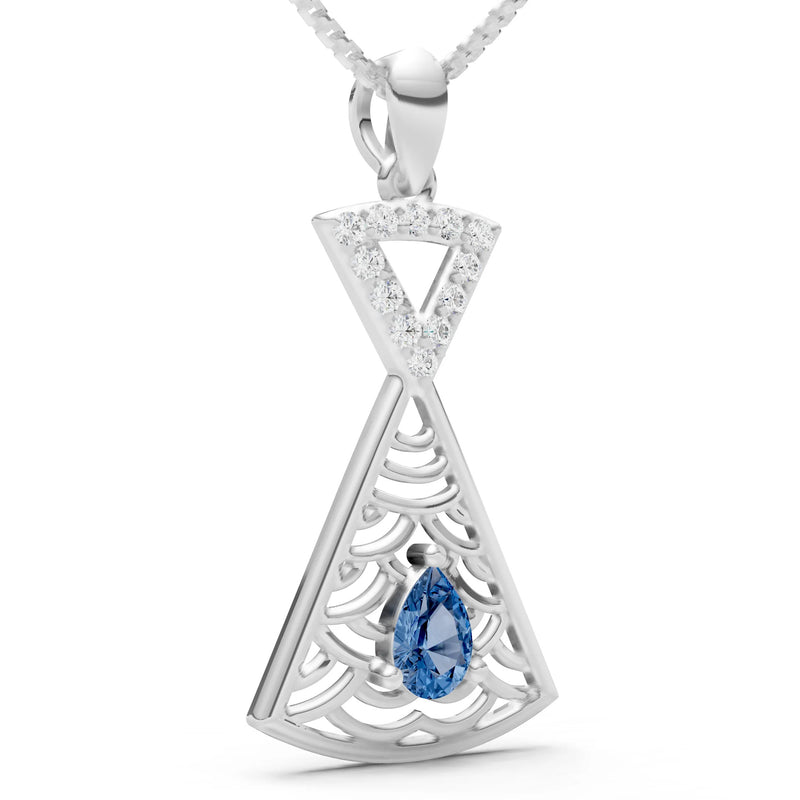 London Blue Topaz Kite Pear Gemstone Pendant